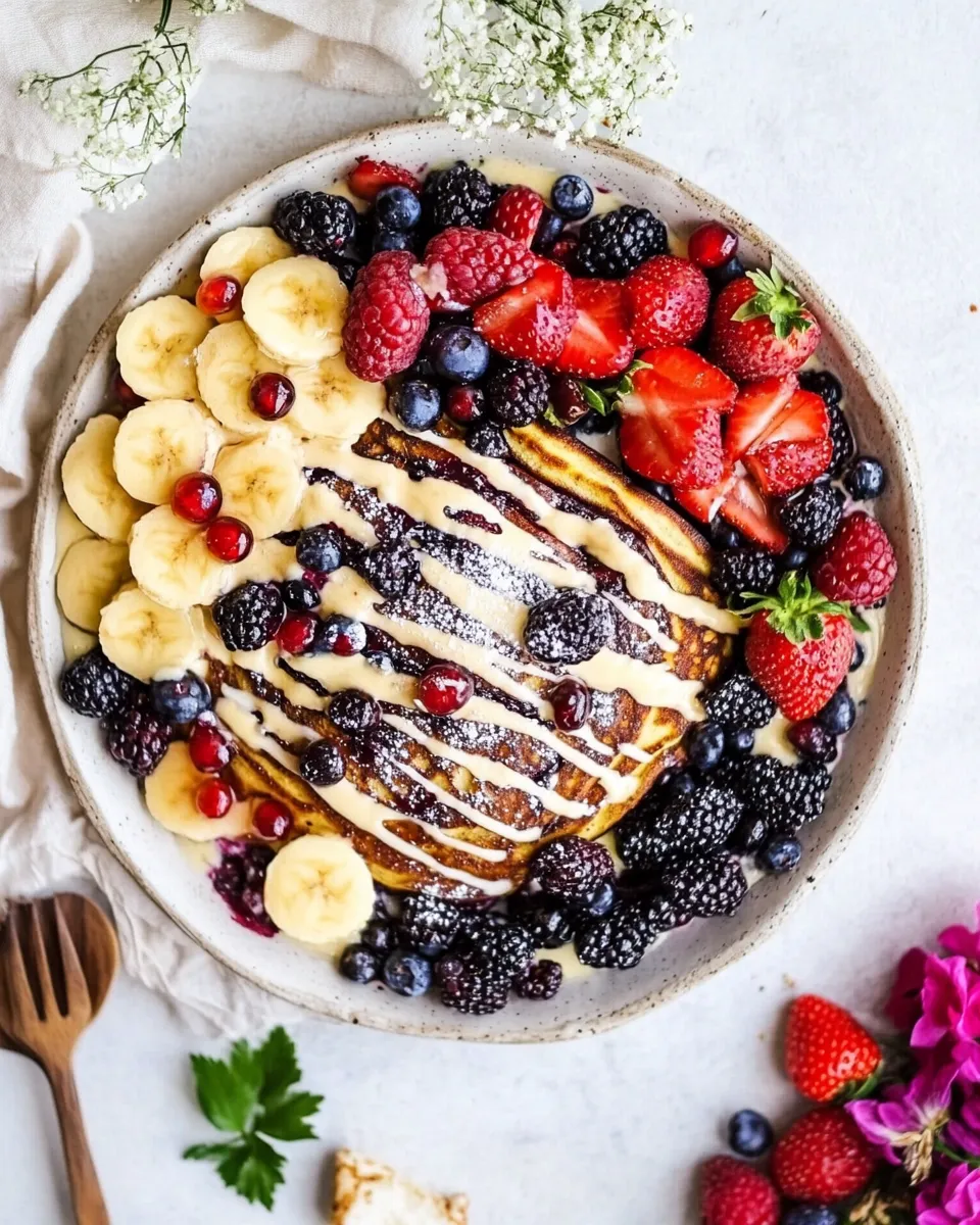 Delicious Yogurt Sheet Pan Pancakes with Mixed Berries shot