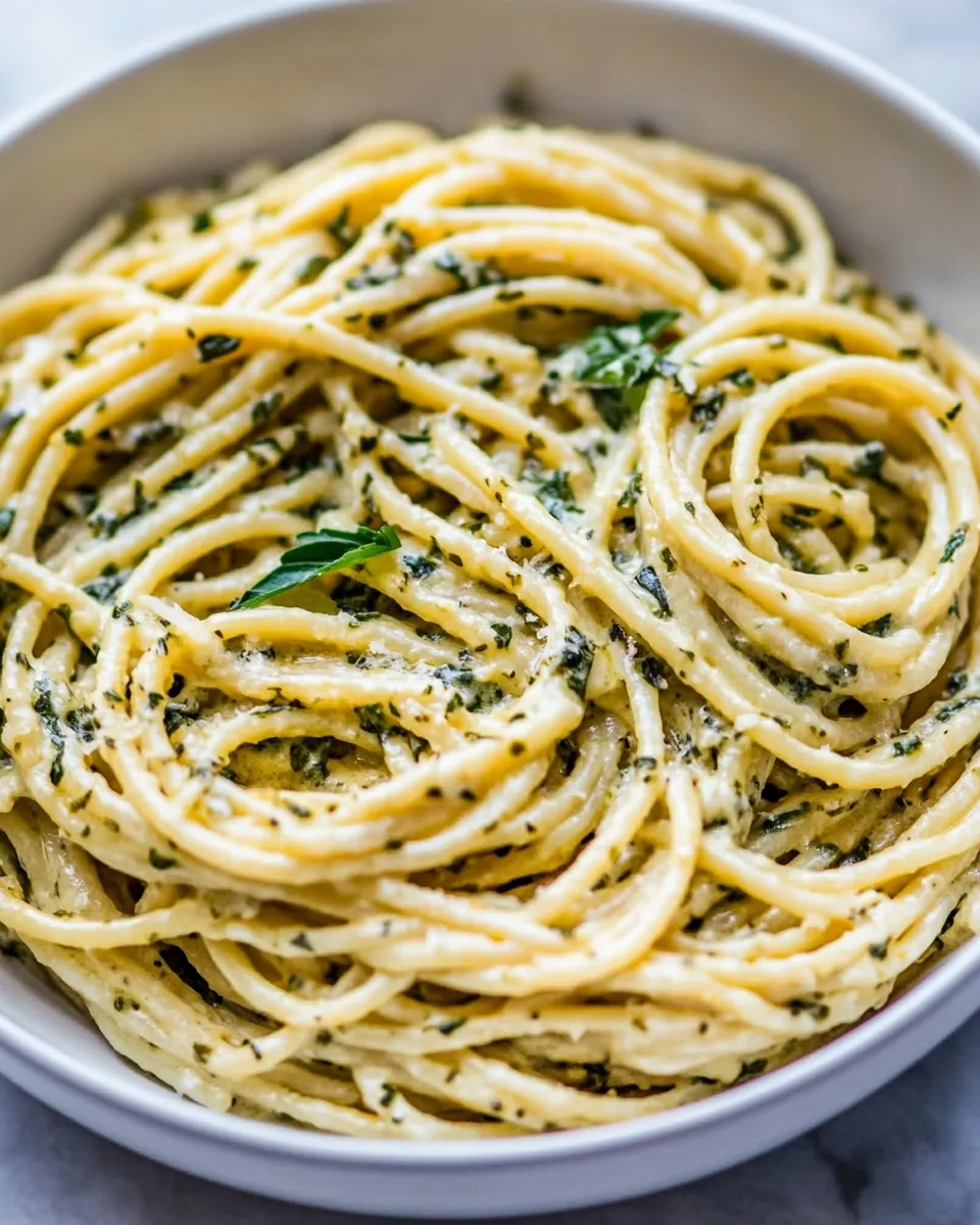 easy 10-Minute Creamy, Buttery Herbed Bucatini. picture