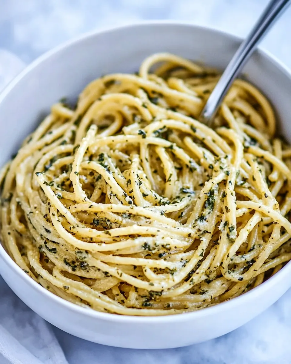 delicious 10-Minute Creamy, Buttery Herbed Bucatini. shot