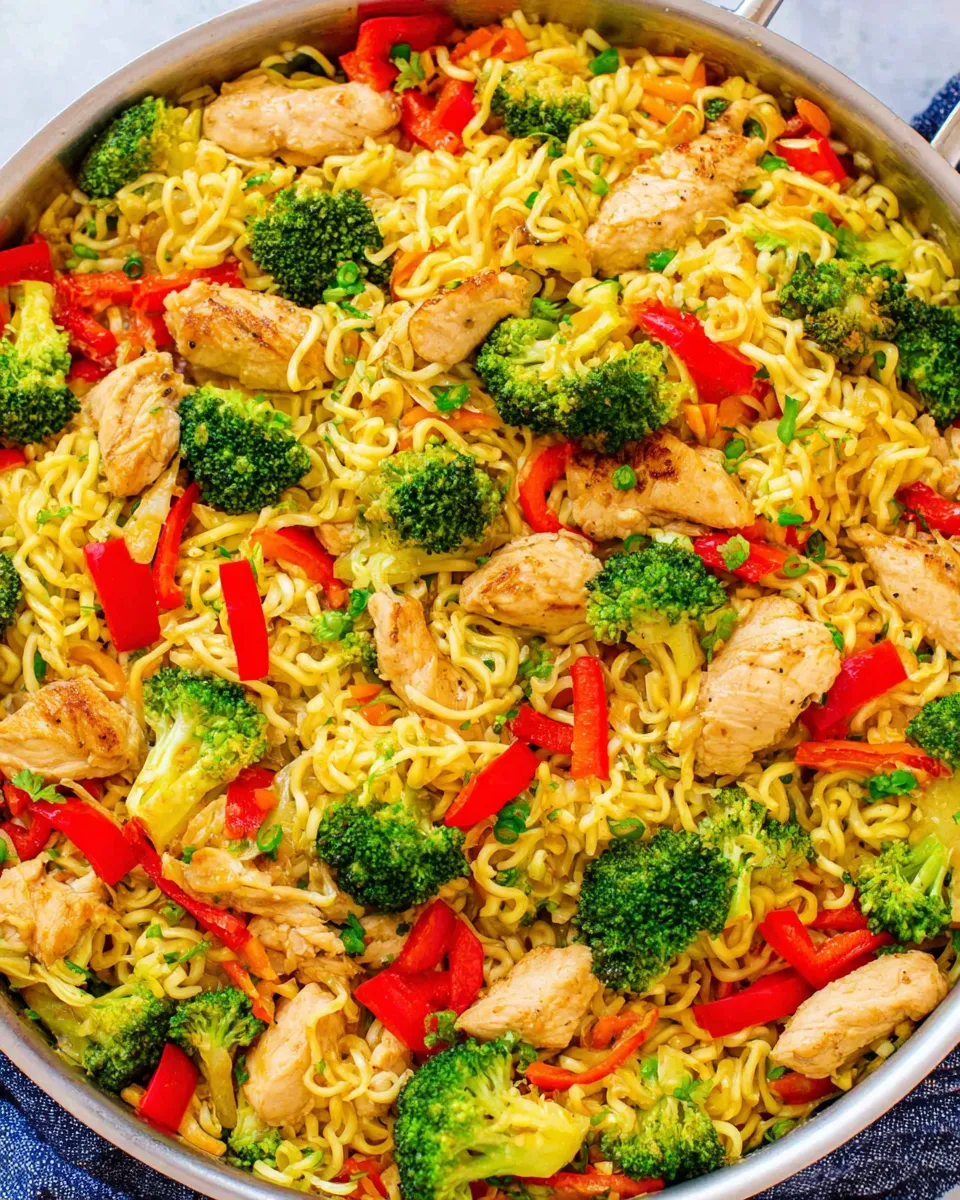 Healthy 15-Minute Chicken, Vegetable, and Ramen Noodle Stir Fry dish photo