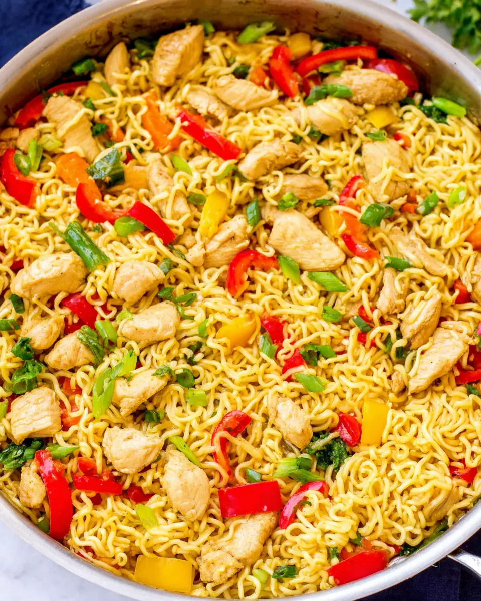 Quick 15-Minute Chicken, Vegetable, and Ramen Noodle Stir Fry food shot