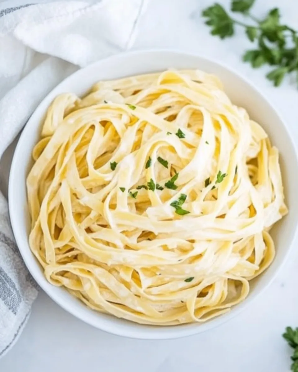 easy 15-Minute Fettuccine with Light Alfredo Sauce recipe image