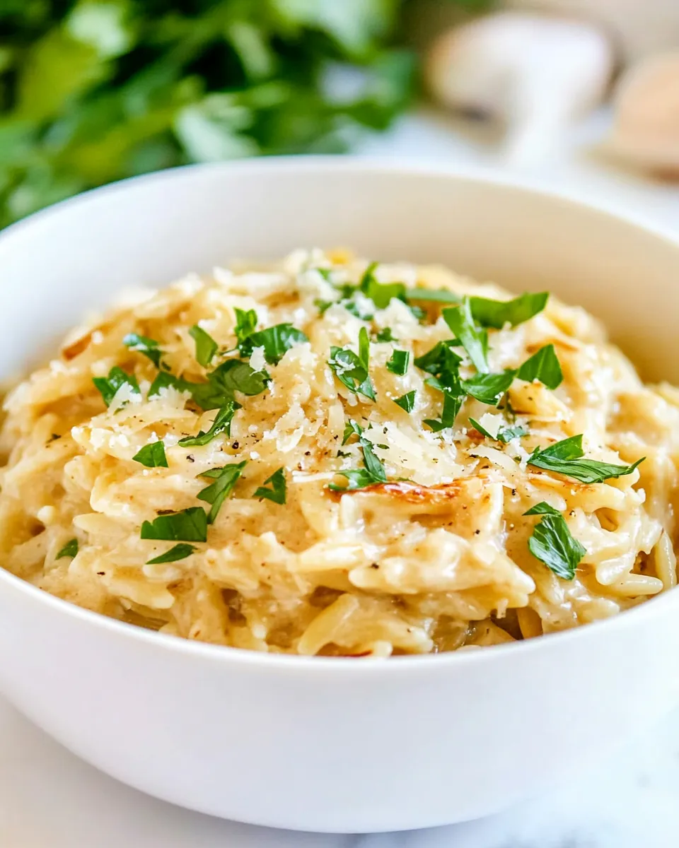 easy 15 Minute Creamy Garlic Parmesan Orzo picture