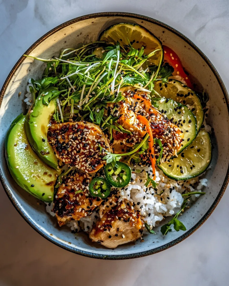 Homemade 20 Minute Miso Sesame Chicken Bowls. photo
