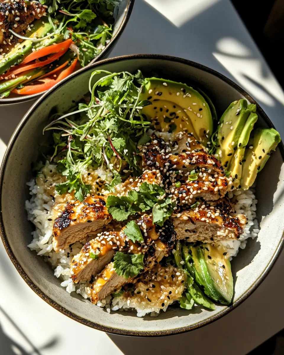 Easy 20 Minute Miso Sesame Chicken Bowls. recipe image