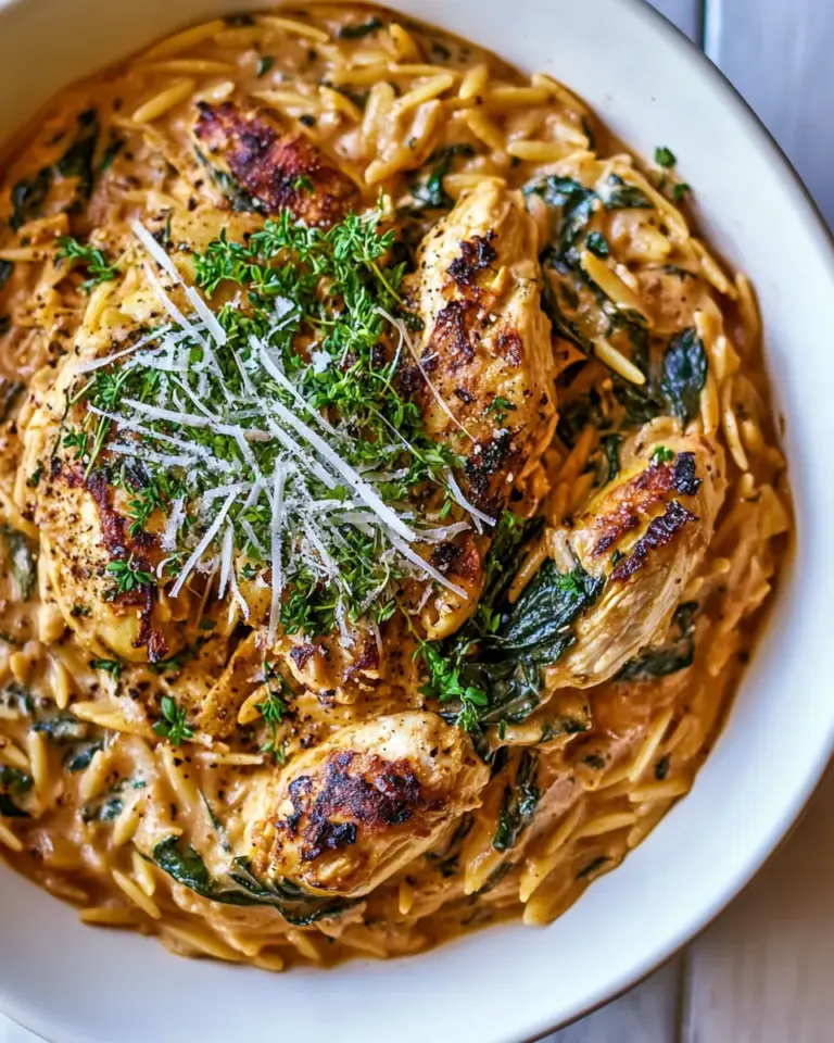 Homemade 25 Minute Spinach and Artichoke Chicken Orzo. photo