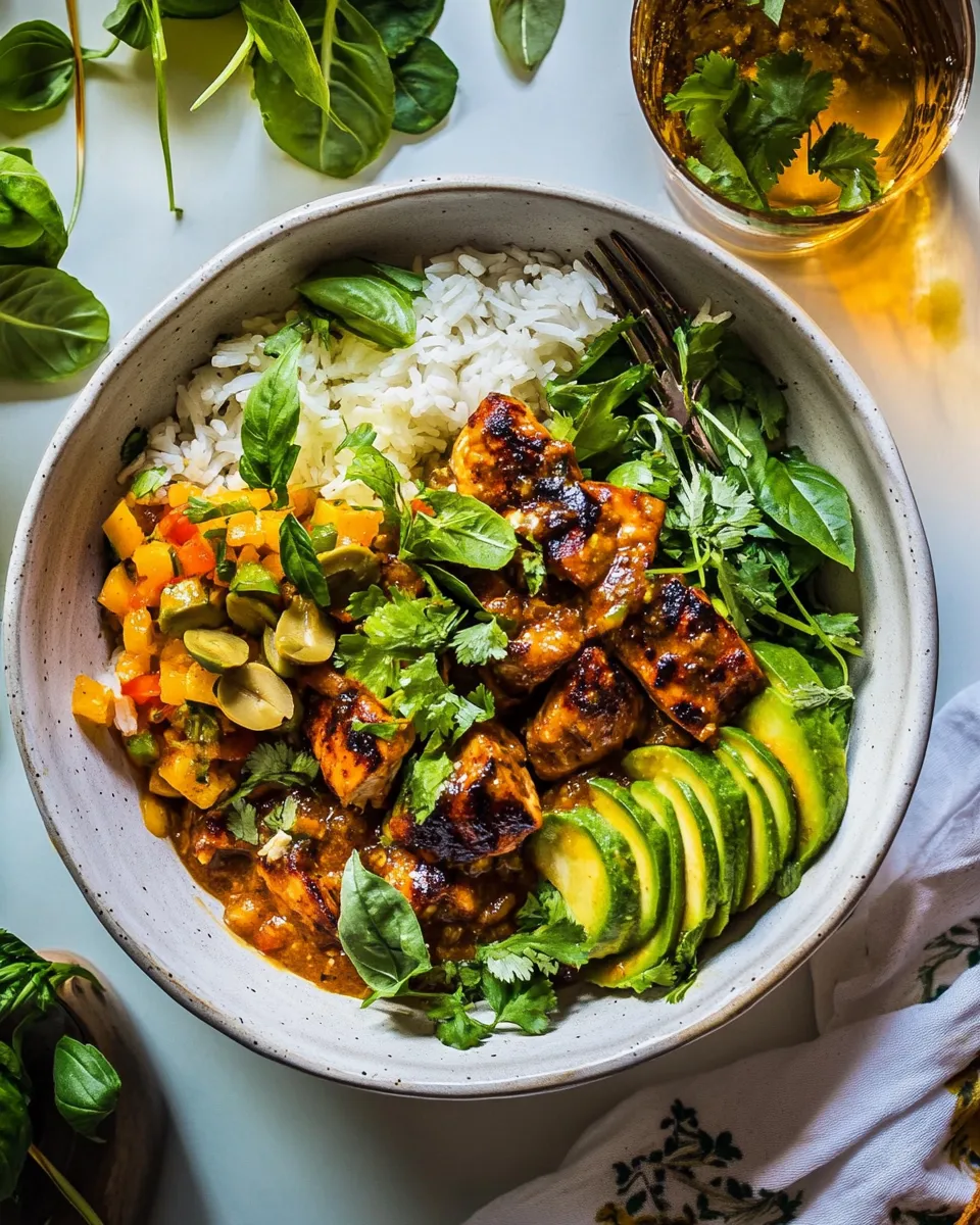 Easy 30 Minute Ginger Peanut Chicken Bowls. photo