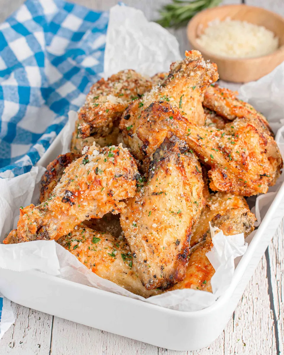Delicious Air-Fryer Garlic And Parmesan Chicken Wings plate image