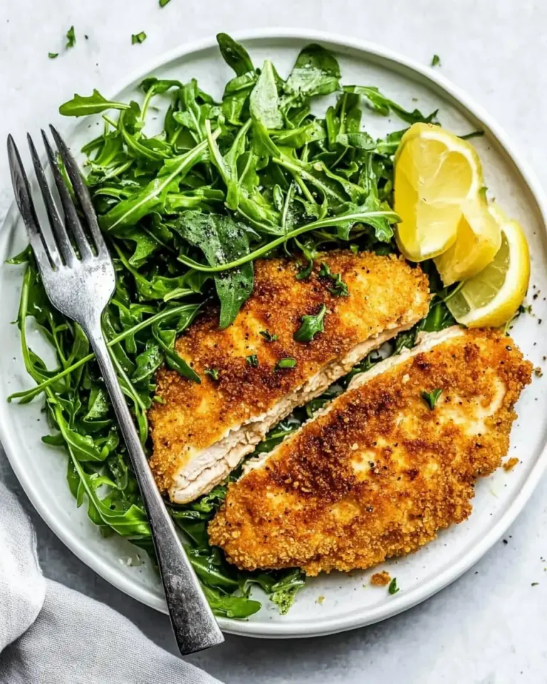 homemade Air Fryer Chicken Milanese with Baby Arugula photo