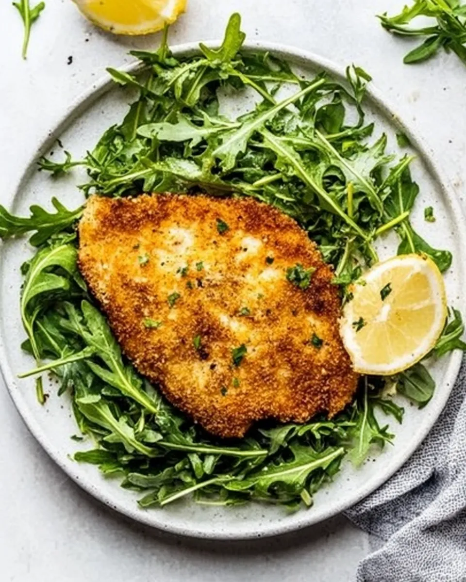 delicious Air Fryer Chicken Milanese with Baby Arugula shot