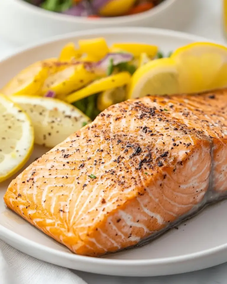Homemade Air Fryer Frozen Salmon Fillet With Skin photo
