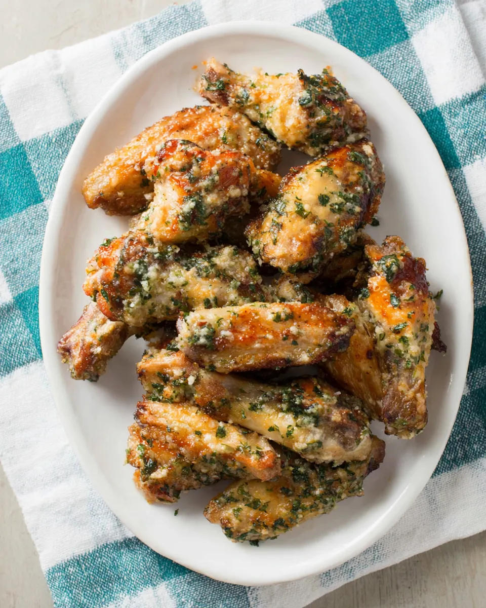 Easy Air Fryer Garlic Parmesan Chicken Wings food shot