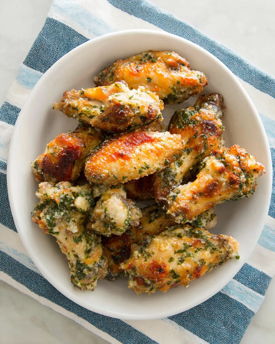 Delicious Air Fryer Garlic Parmesan Chicken Wings plate image