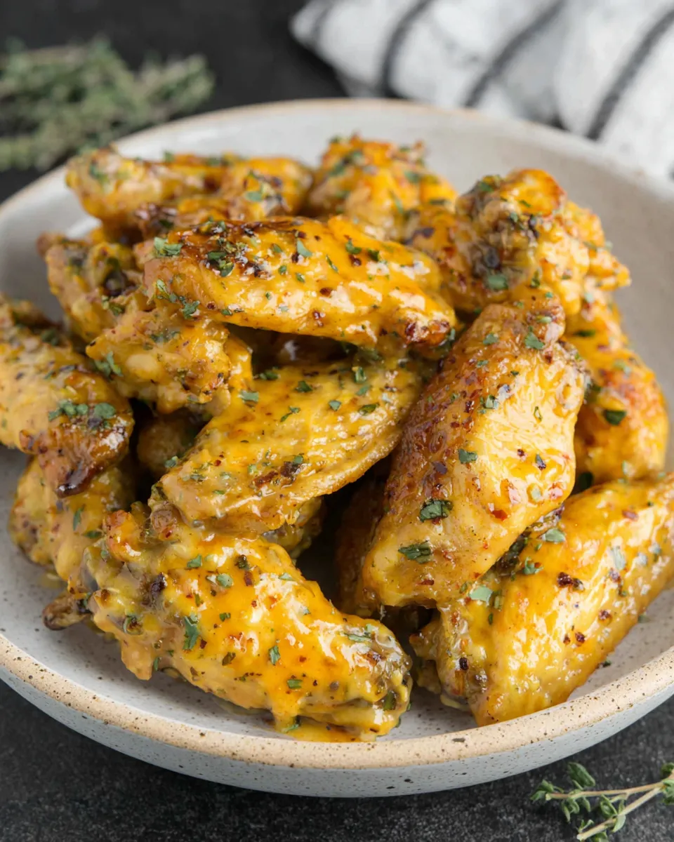 Delicious Air Fryer Honey Mustard Chicken Wings food shot