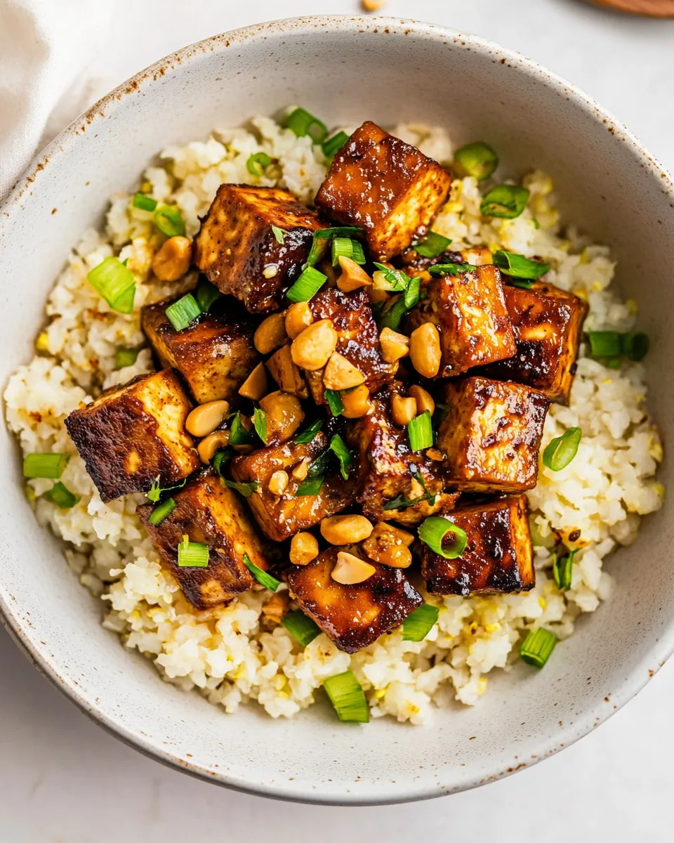 Classic Air Fryer Peanut Curry Tofu with Gingery Cauliflower Rice image