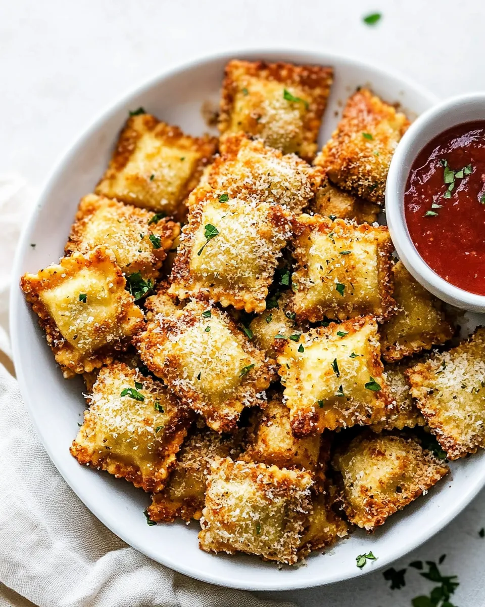 Delicious Air Fryer Toasted Ravioli plate image