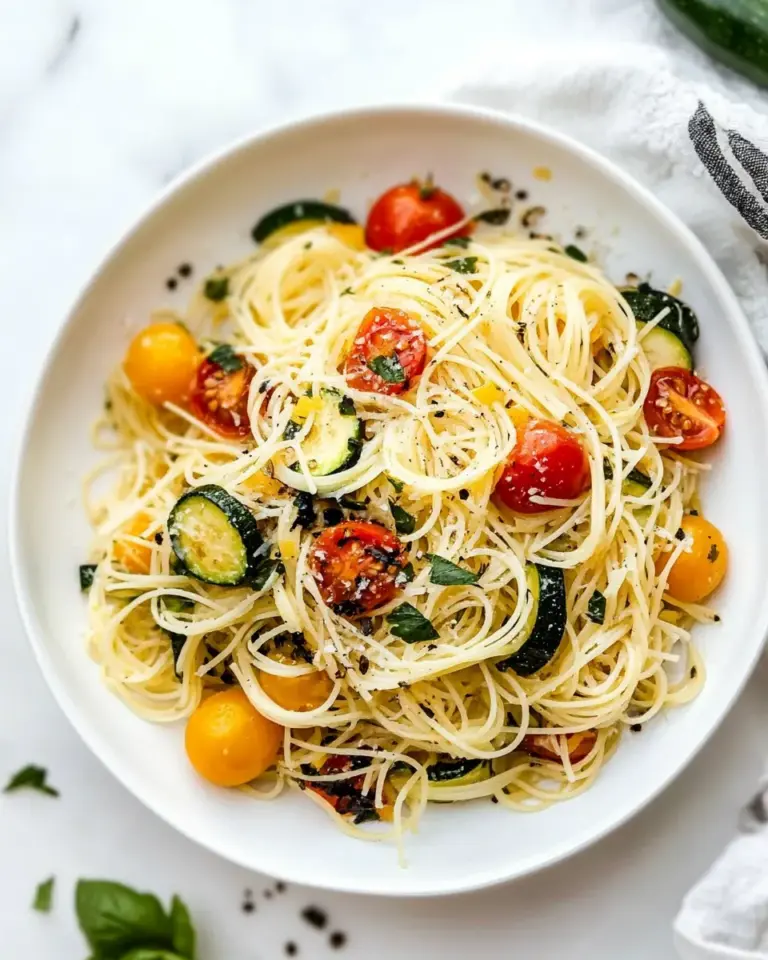 Homemade Angel Hair Pasta with Zucchini and Tomatoes photo