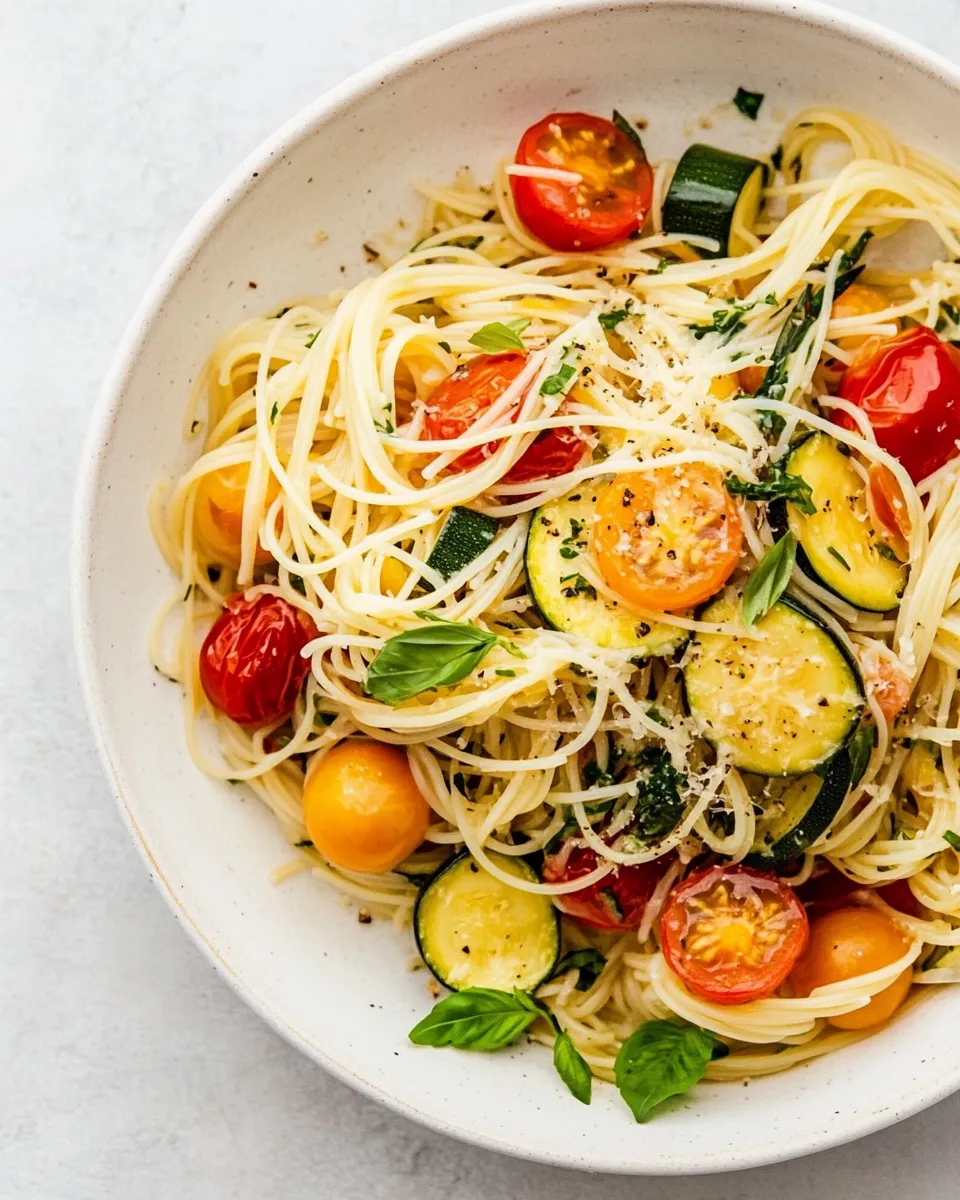 Classic Angel Hair Pasta with Zucchini and Tomatoes image