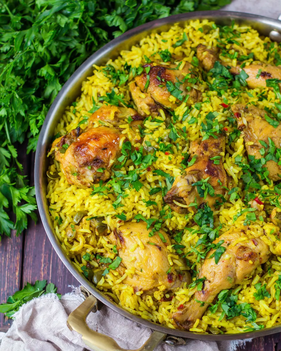 Delicious Aromatic Saffron Chicken with Coconut Rice dish photo