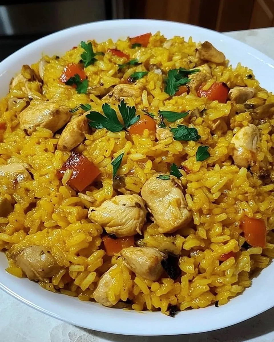 Homemade Arroz Amarillo Con Pollo (Yellow Rice with Chicken) photo