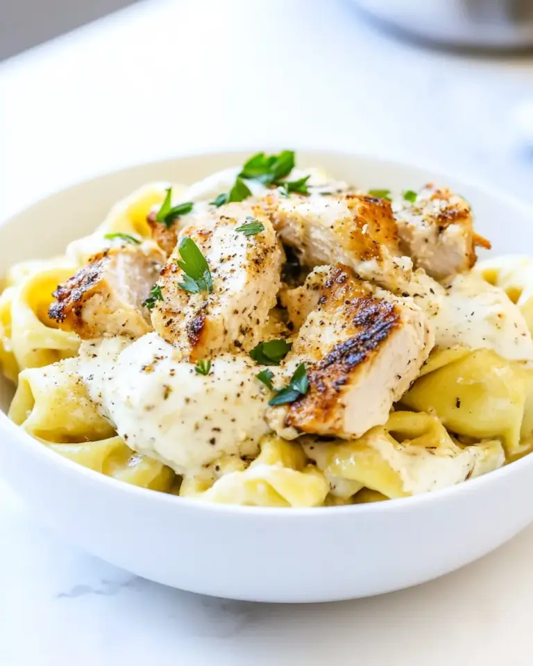 Homemade Asiago Tortellini Alfredo with Grilled Chicken photo