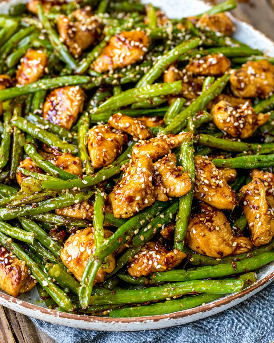 Delicious Asian Chicken and Green Beans plate image