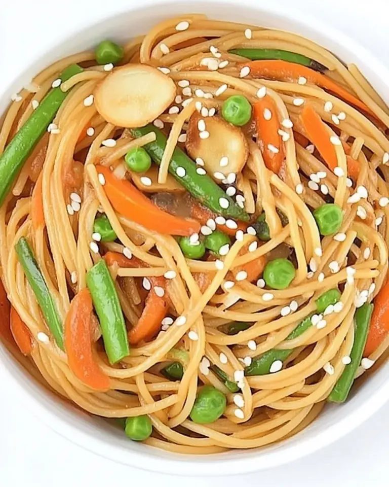 Homemade Asian Spaghetti with Garlic and Vegetables photo