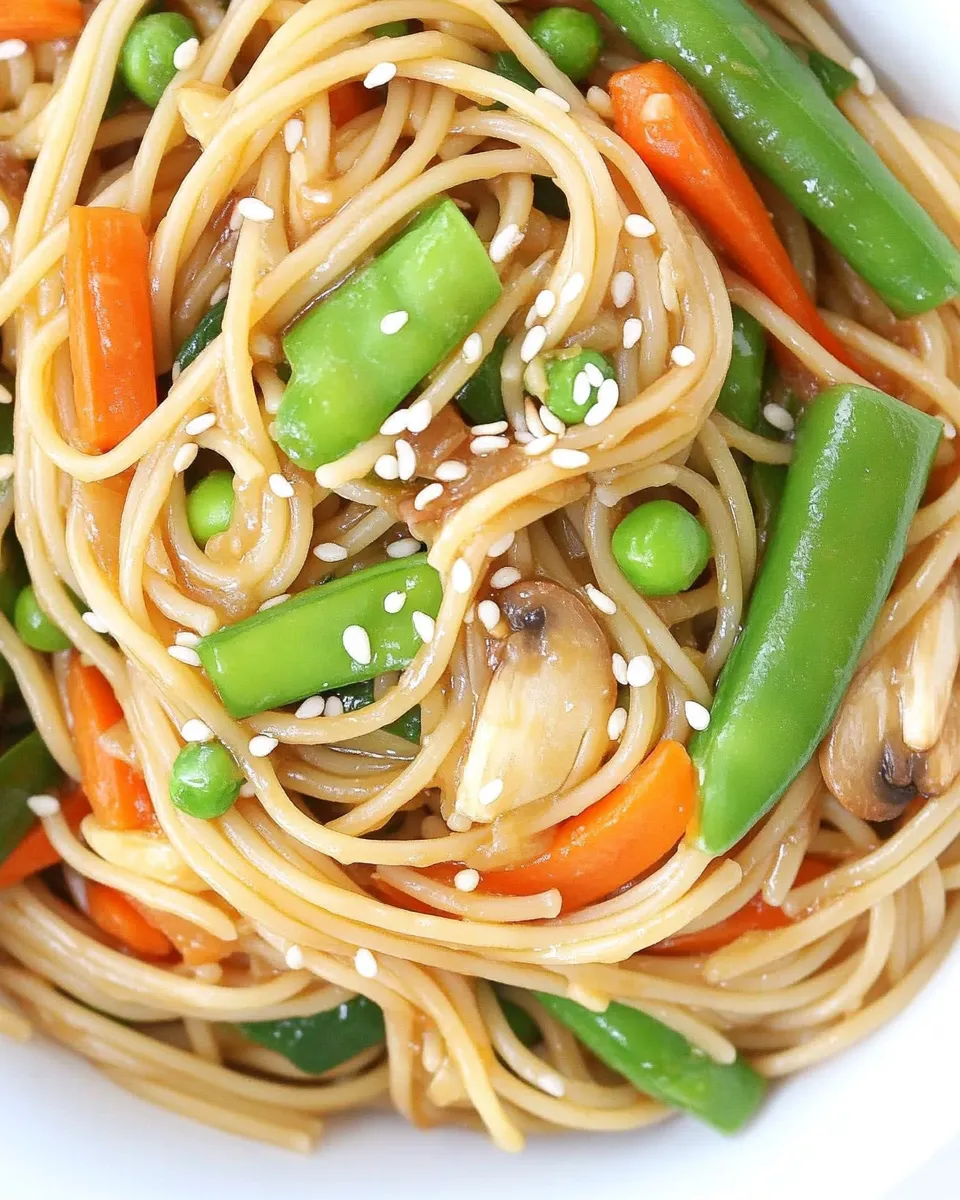 Classic Asian Spaghetti with Garlic and Vegetables image