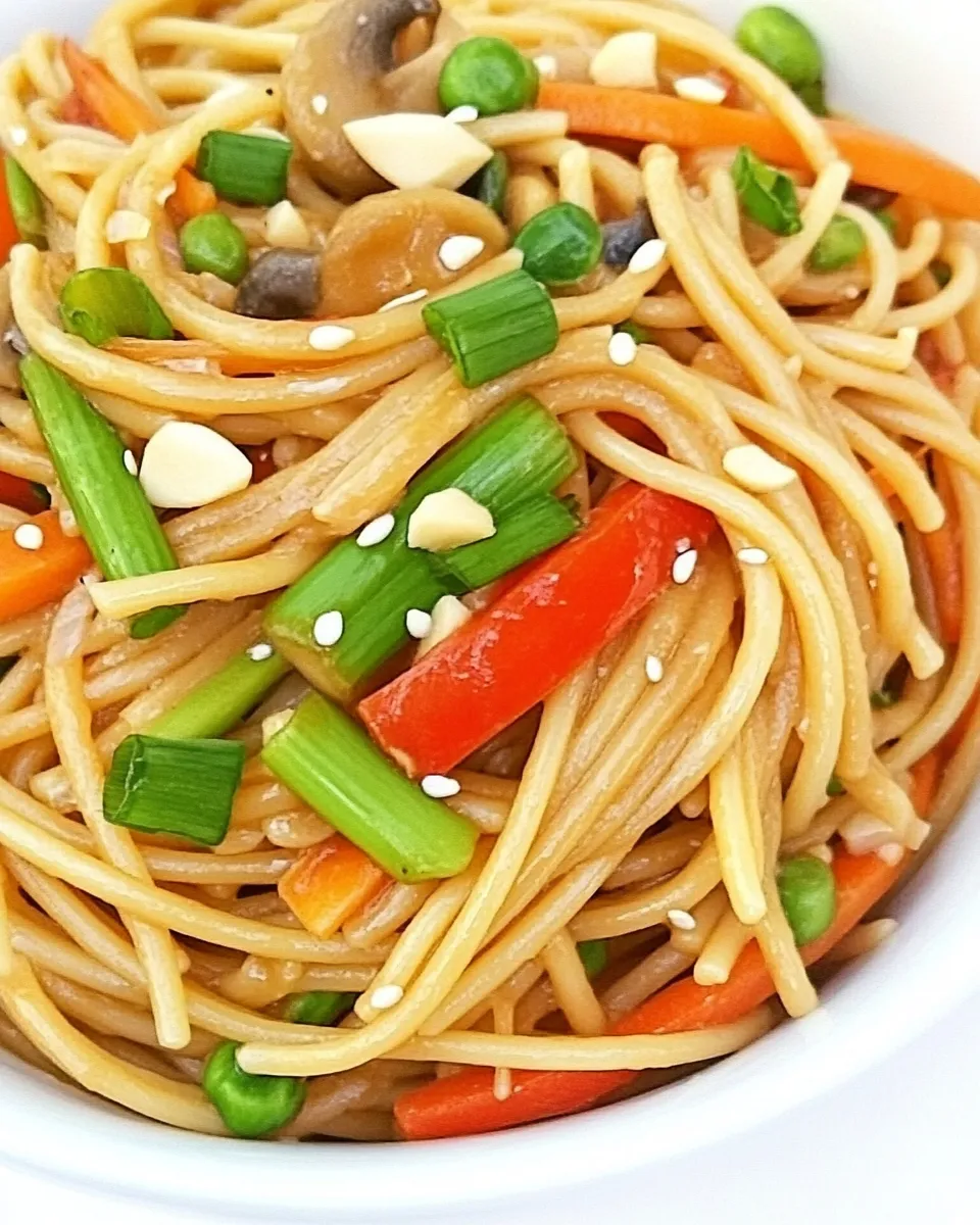 Easy Asian Spaghetti with Garlic and Vegetables recipe image