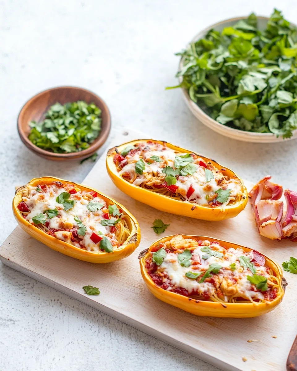 classic BBQ Chicken Pizza Spaghetti Squash Boats image