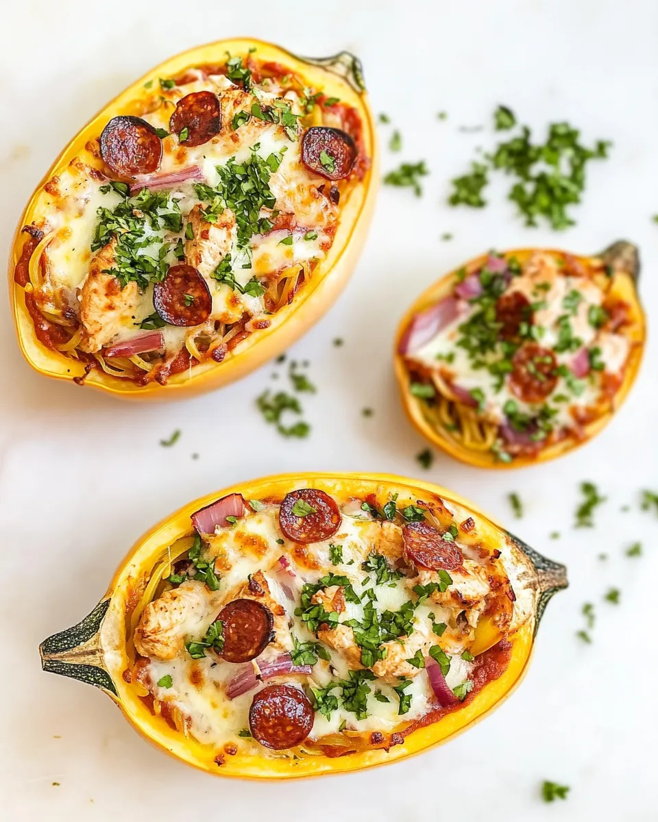 delicious BBQ Chicken Pizza Spaghetti Squash Boats dish photo