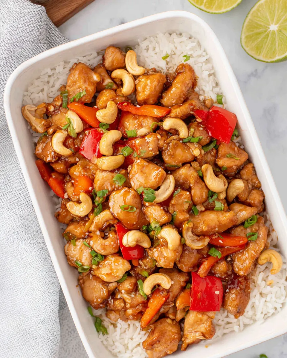 Delicious Baked Cashew Chicken food shot