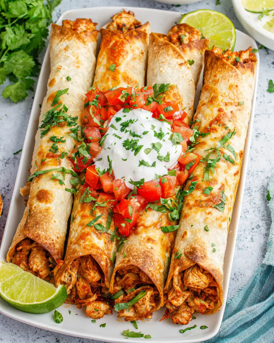 Easy Baked Chicken Fajita Taquitos food shot