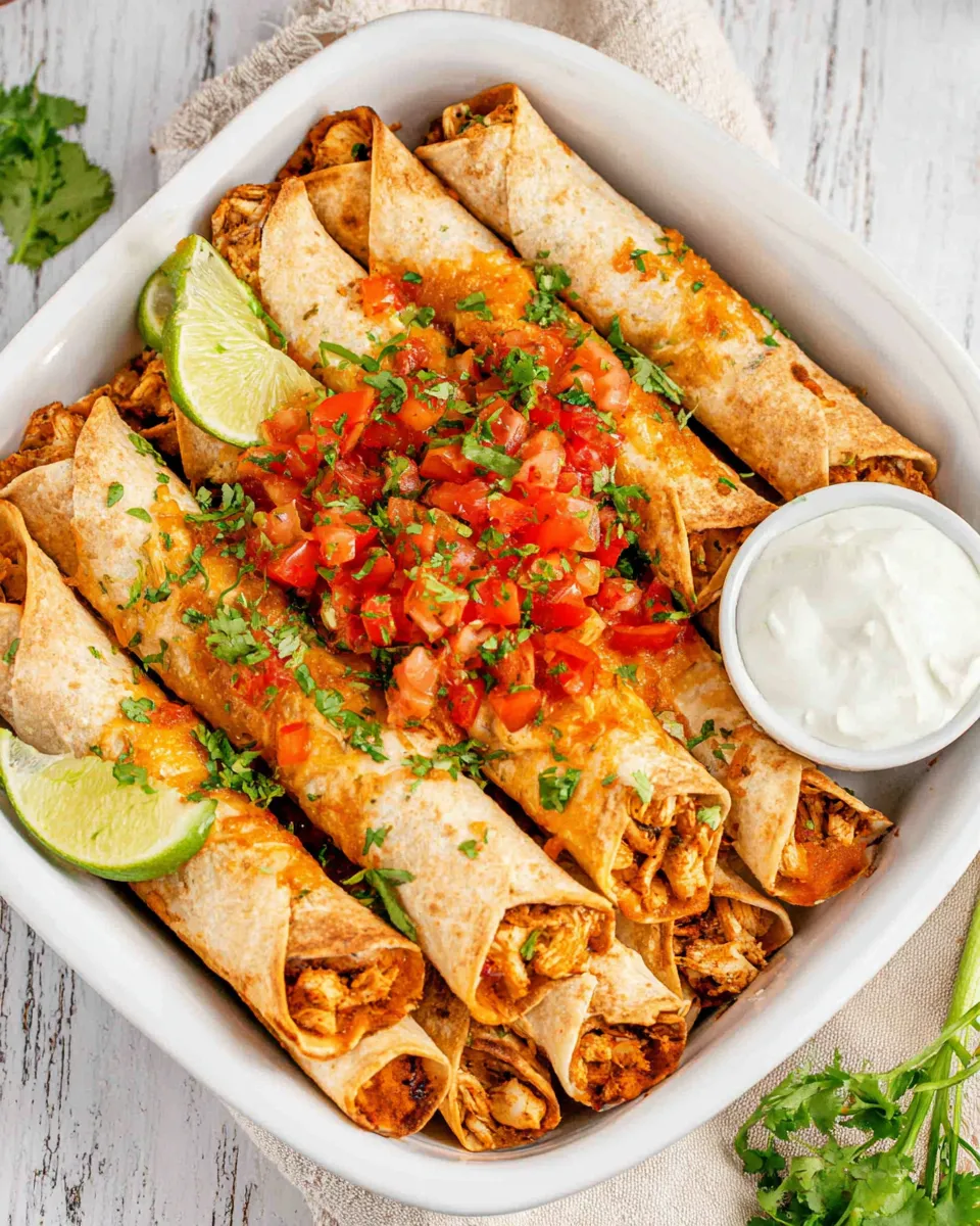Delicious Baked Chicken Fajita Taquitos image