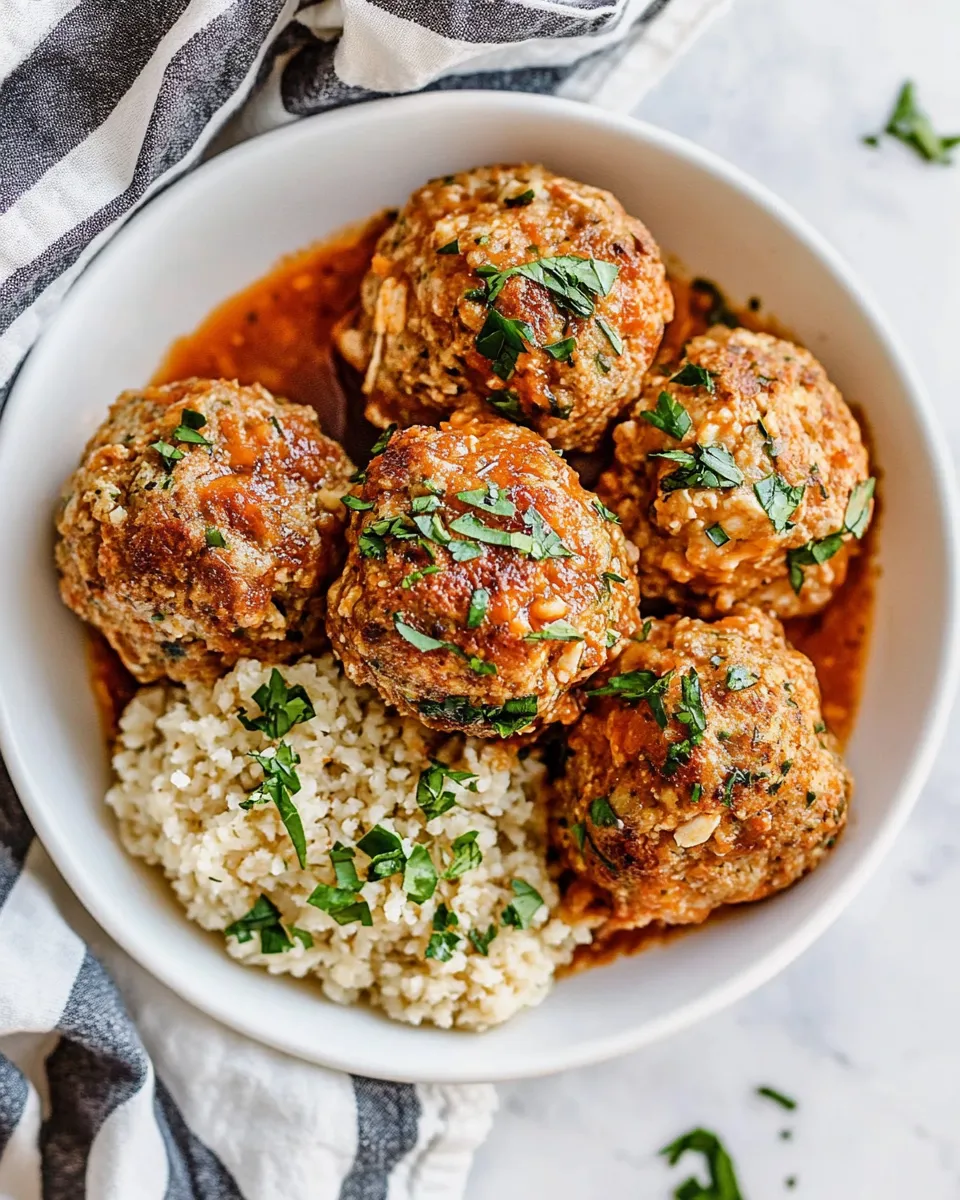 Delicious Baked Chicken Meatballs plate image
