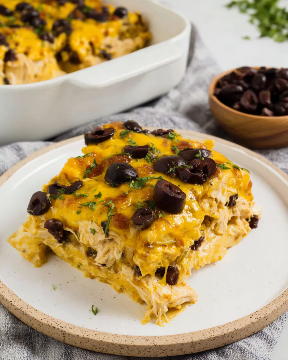 Classic Baked Chicken Quesadilla Casserole food shot