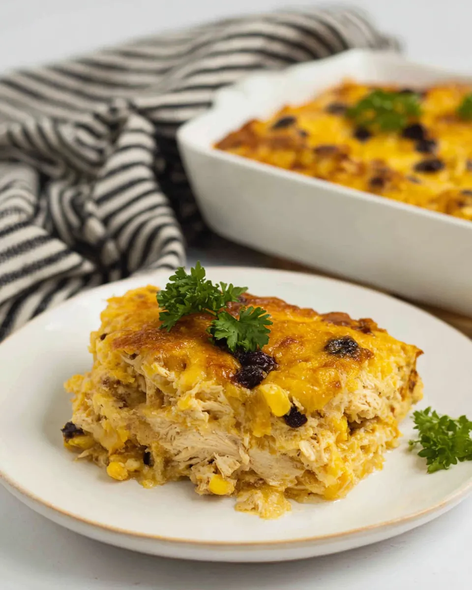 Easy Baked Chicken Quesadilla Casserole dish photo
