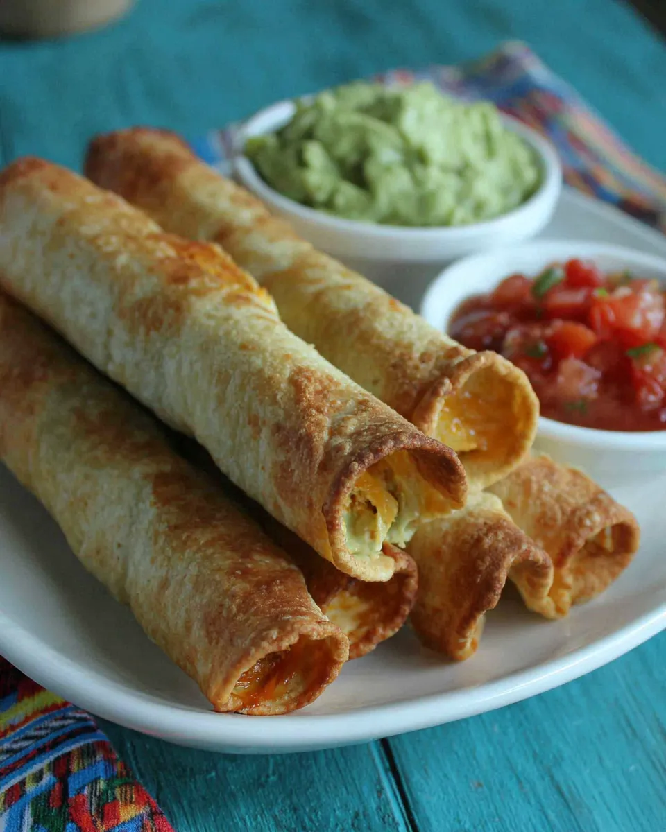 Delicious Baked Chicken Taquitos food shot