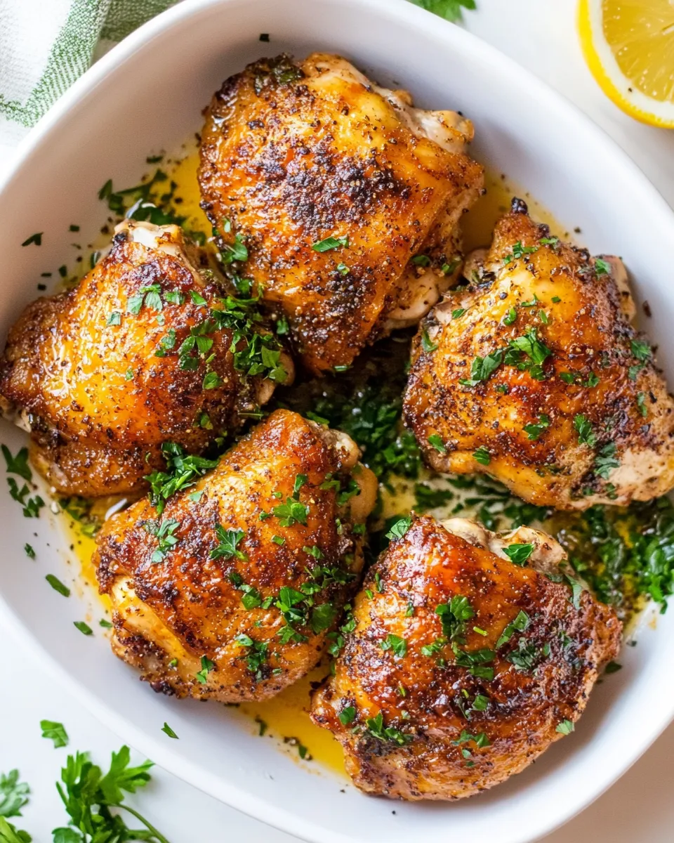 Delicious Baked Chicken Thighs food shot