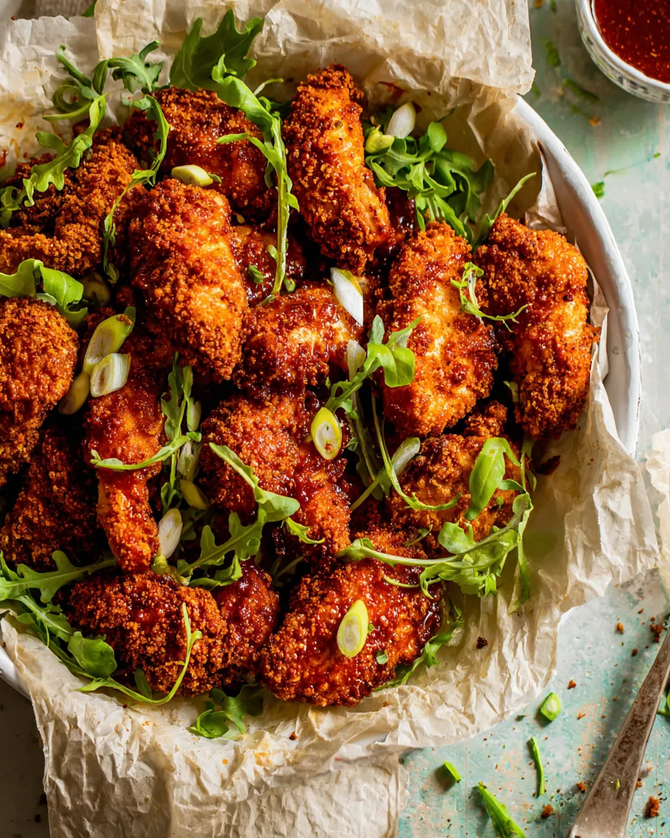 Delicious Baked Crunchy Honey Buffalo Chicken. plate image