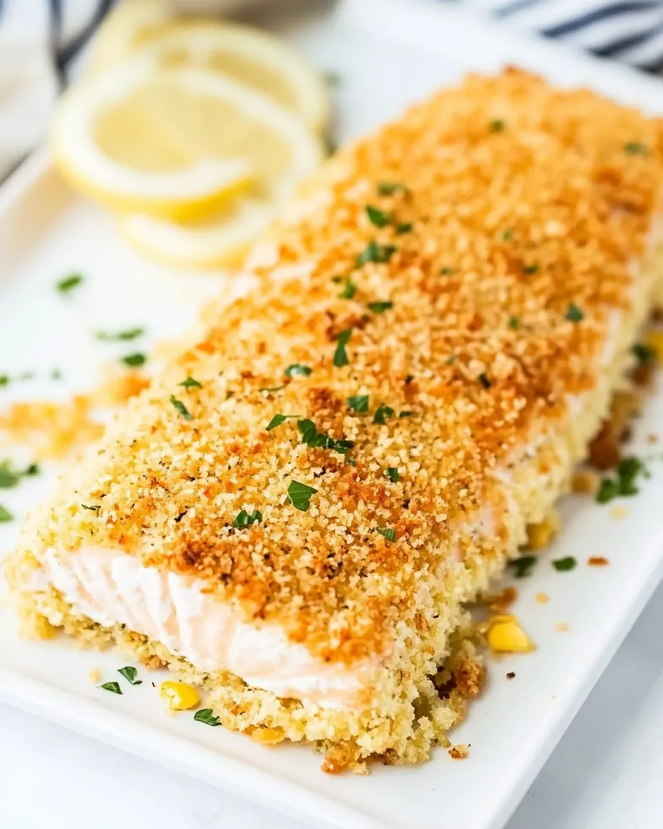 Delicious Baked Panko Breaded Salmon shot