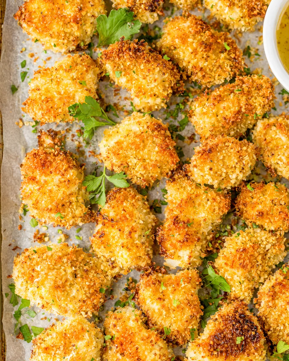 Easy Baked Parmesan Chicken Nuggets food shot