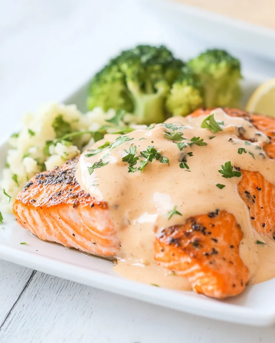 Classic Baked Salmon with Creamy Coconut Ginger Sauce image