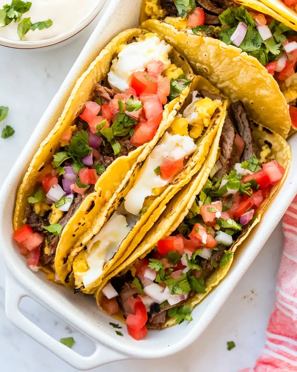Homemade Baked Steak and Eggs Tacos (Breakfast Tacos Recipe) photo