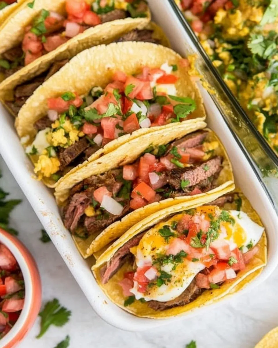 Classic Baked Steak and Eggs Tacos (Breakfast Tacos Recipe) image