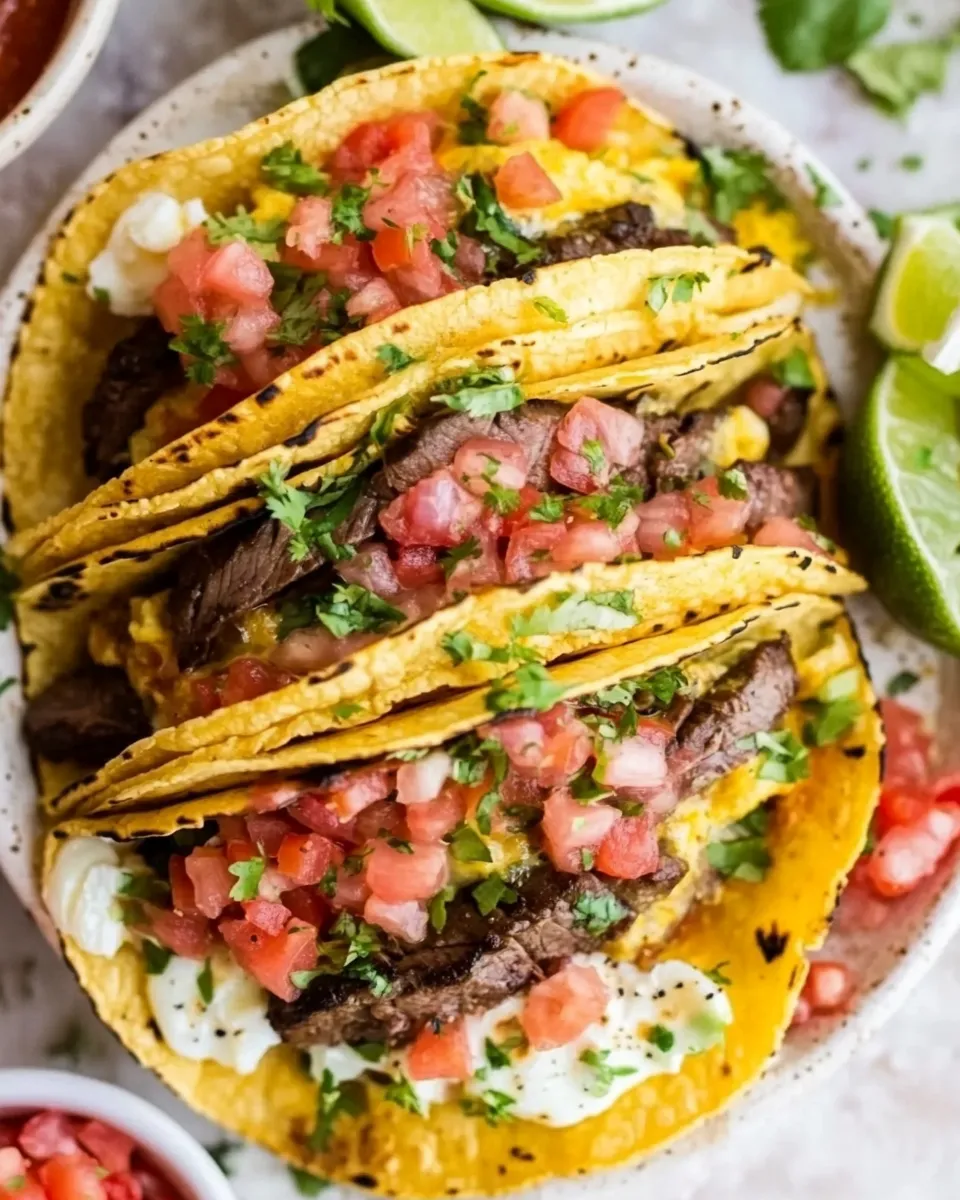 Easy Baked Steak and Eggs Tacos (Breakfast Tacos Recipe) recipe image