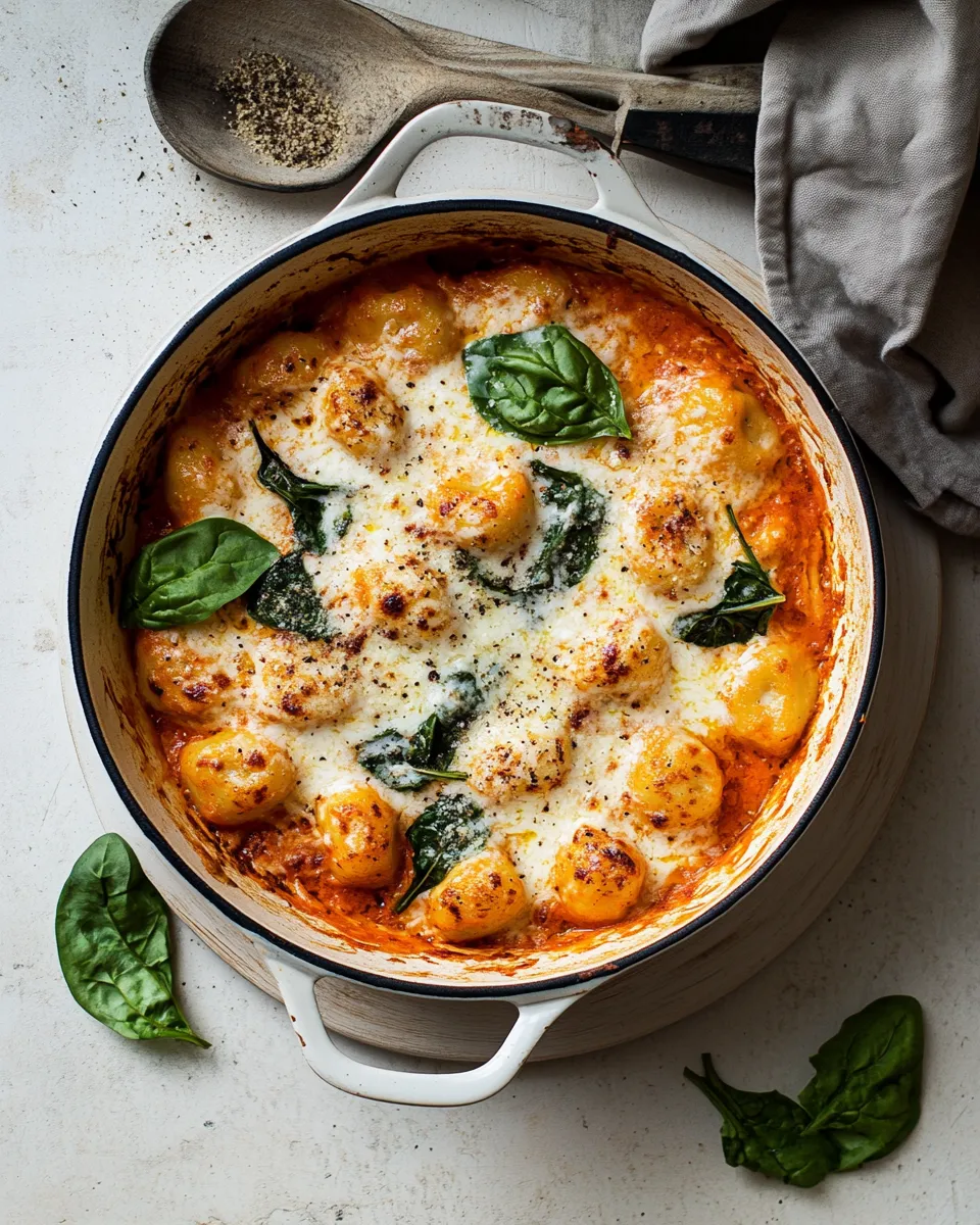 Classic Baked gnocchi with creamy tomato & spinach image