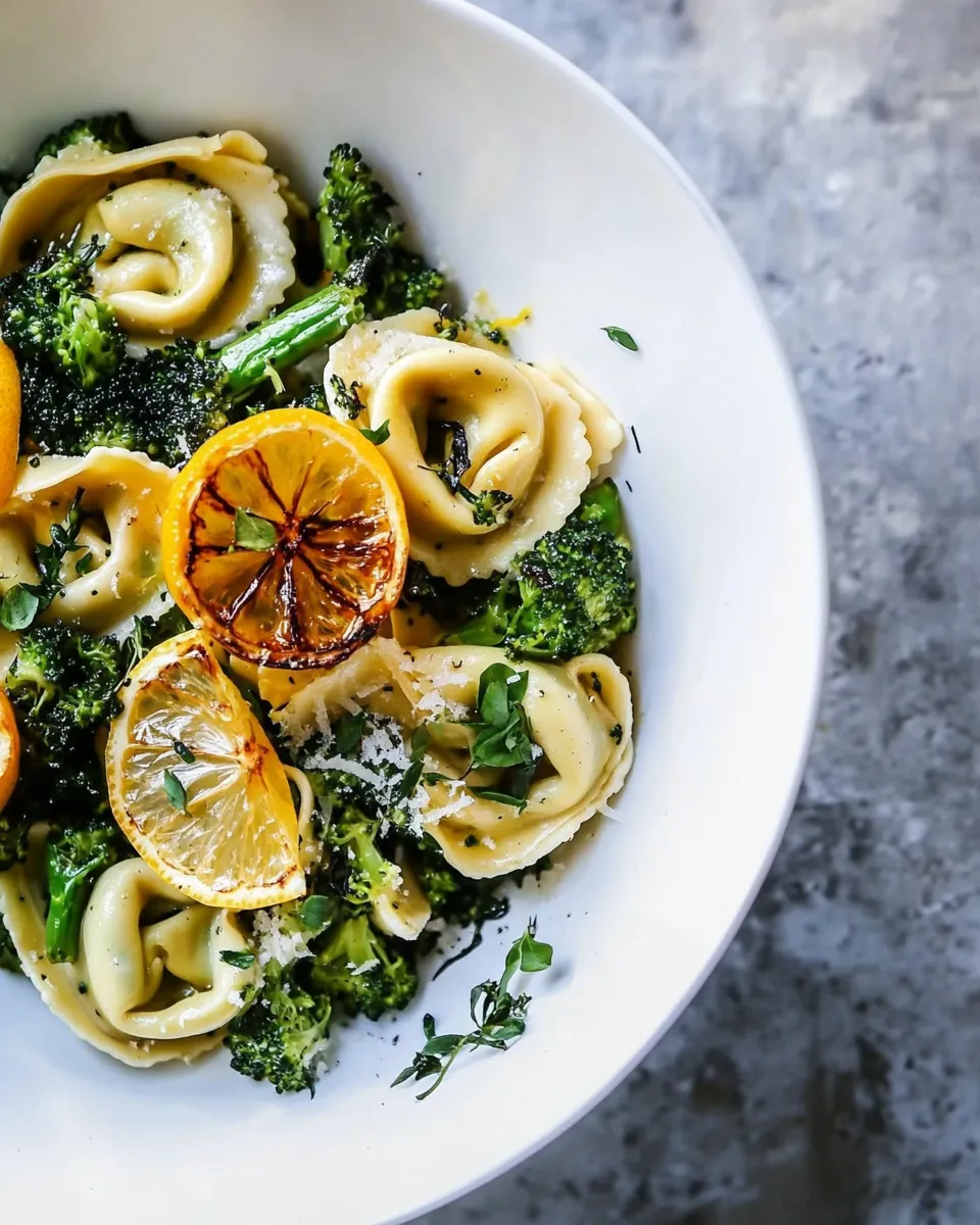 classic Best Easy Broccoli Cheese Tortellini with Fried Lemon. image