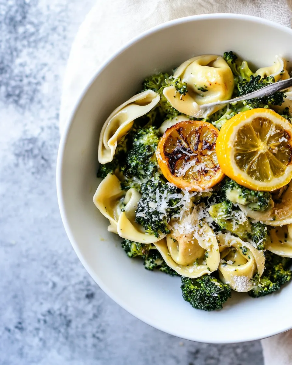 easy Best Easy Broccoli Cheese Tortellini with Fried Lemon. picture