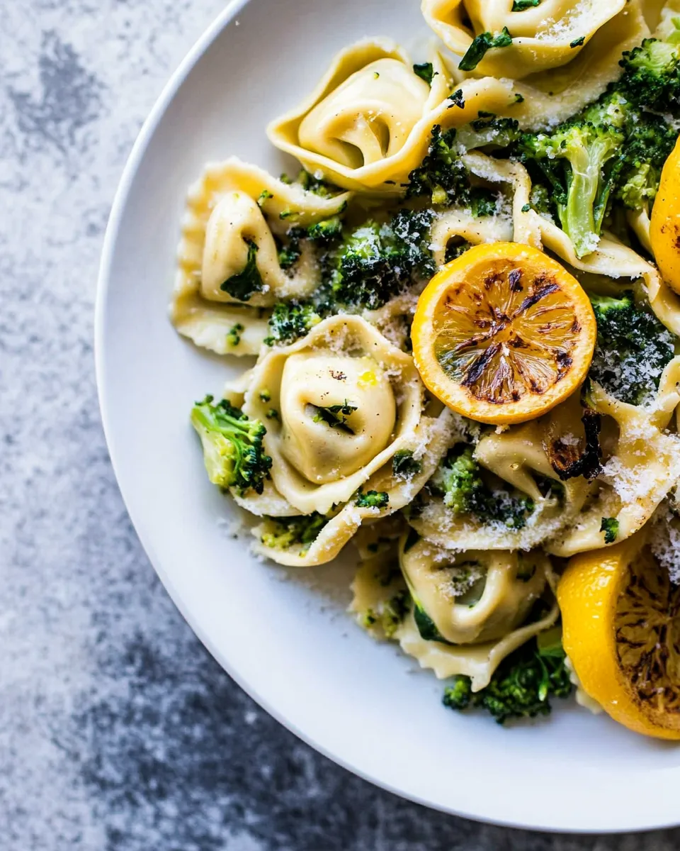 delicious Best Easy Broccoli Cheese Tortellini with Fried Lemon. shot